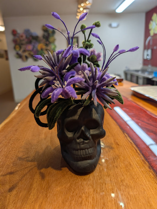 Spooky Skull & Flowers by Rachel